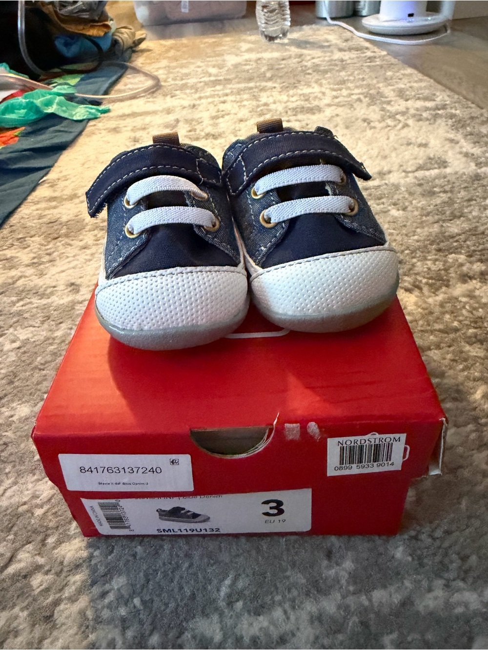 Nordstrom Navy and White Baby Velcro Canvas Sneakers